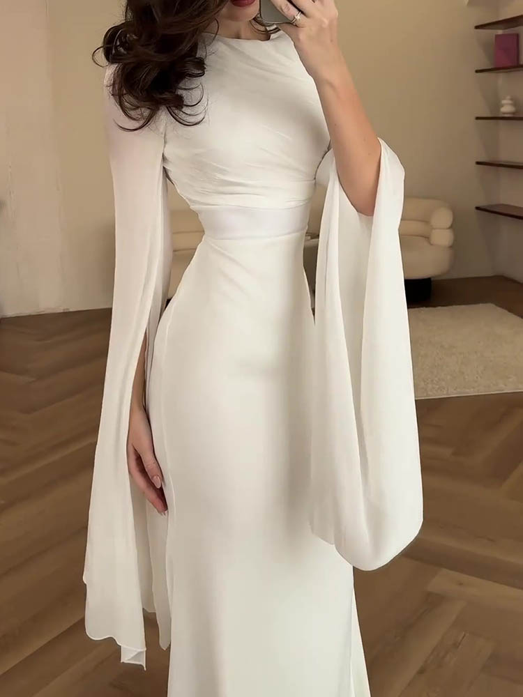 Telespremiada Elegant Solid Color Slim Dress